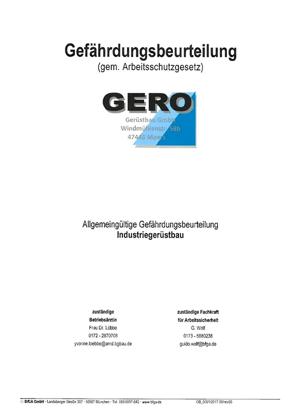 Gefährducngsbeurteilung Industriegerüstbau